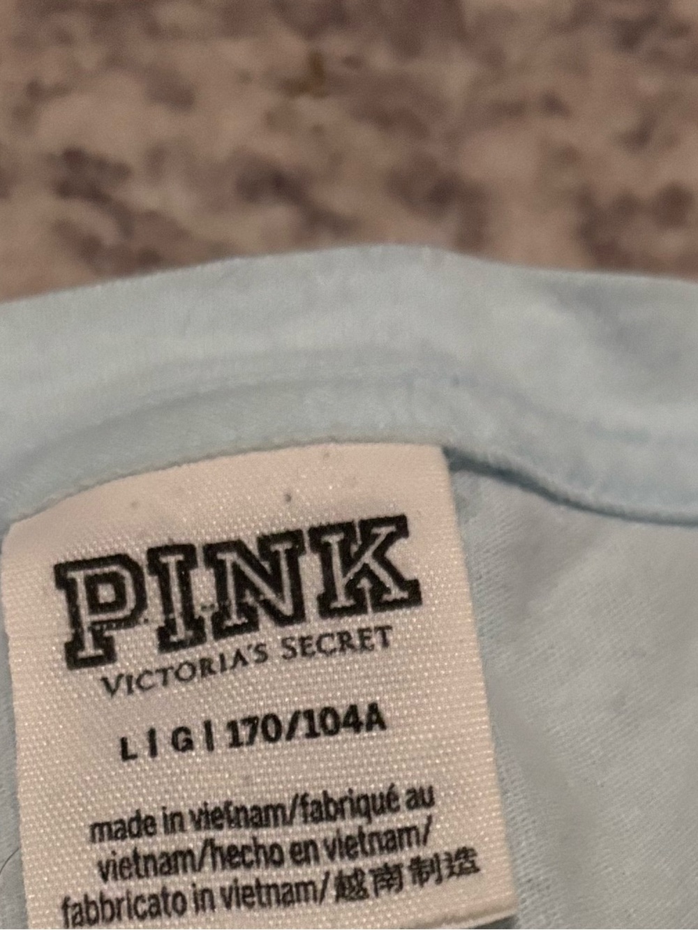 RARE PINK Victoria's Secret Light Blue Los Angeles Tee Shirt with Sparkles - Picture 7 of 9